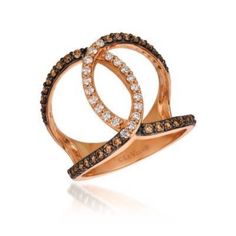 Le Vian Ombre Ring Featuring Chocolate Ombré Diamonds Set in 14k Strawberry Gold For Sale