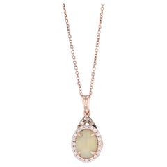 Le Vian Opal Diamond Halo Pendant Necklace 14k Rose Gold 18” Cable Chain