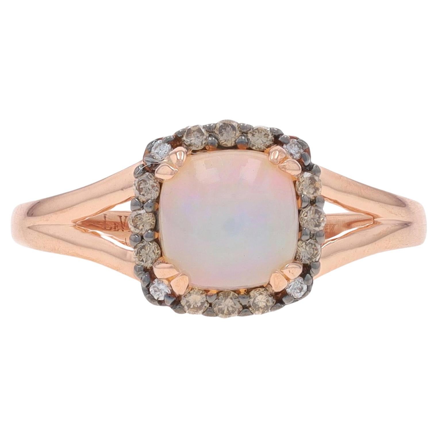 Le Vian Opal & Diamond Halo Ring - Rose Gold 14k Cushion Cabochon 1.00ctw