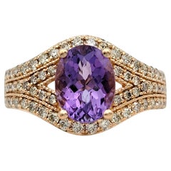 Le Vian Bague cocktail en or rose 14 carats avec améthyste taille ovale et diamants