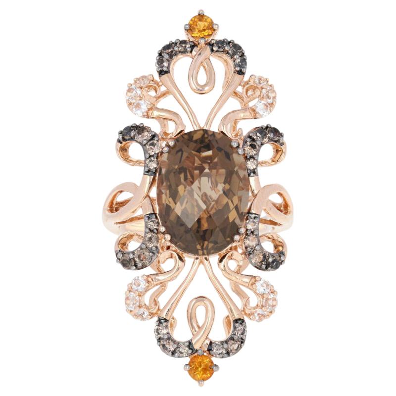 Le Vian Oval Cut Smoky Quartz, Topaz, and Citrine Ring, 14k Rose Gold Women's