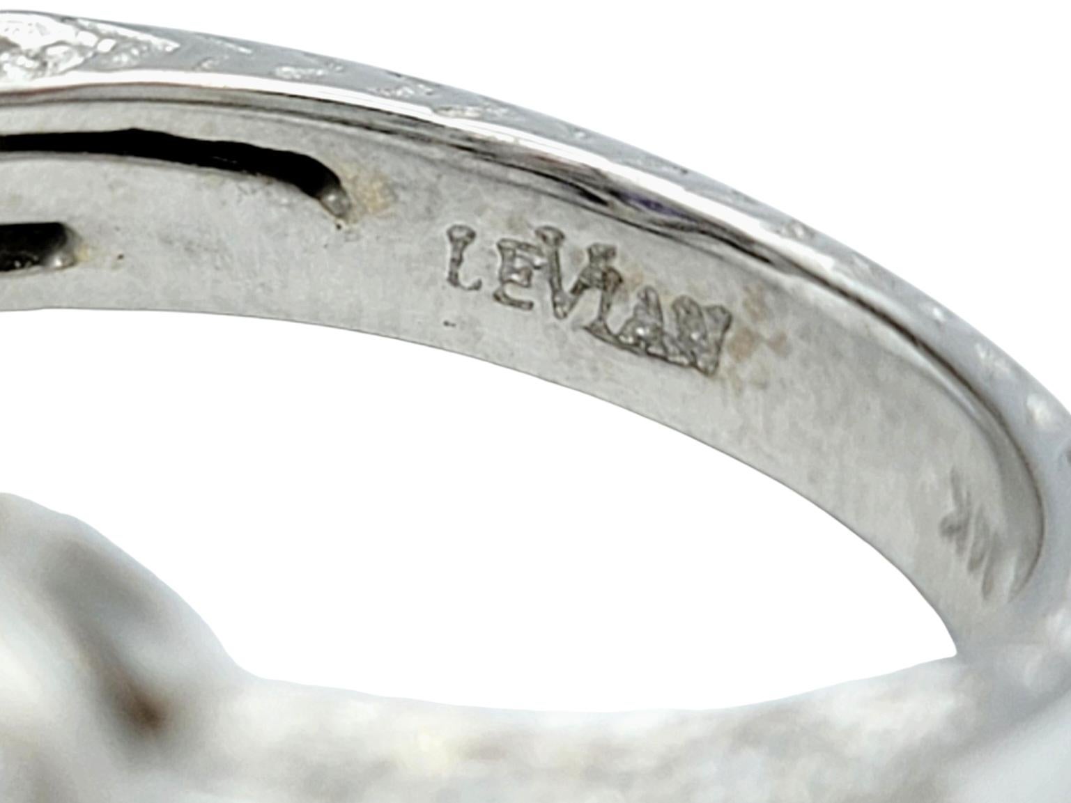 Anello a tre pietre con tanzanite e diamanti taglio ovale di Le Vian in oro bianco 14 carati in vendita 1