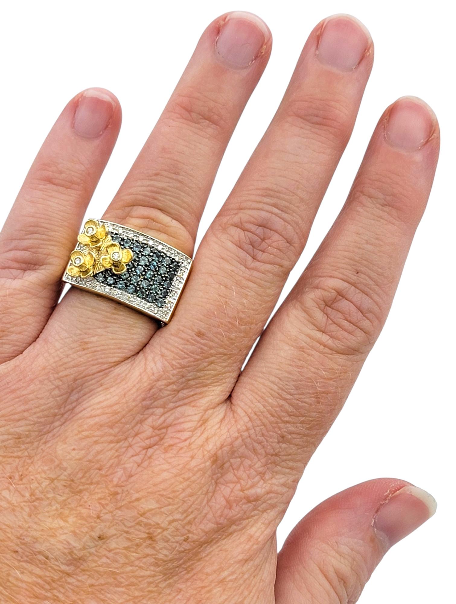 Le Vian Pavé Alexandrite and Diamond Flower Motif Ring in 14 Karat Yellow Gold im Angebot 4
