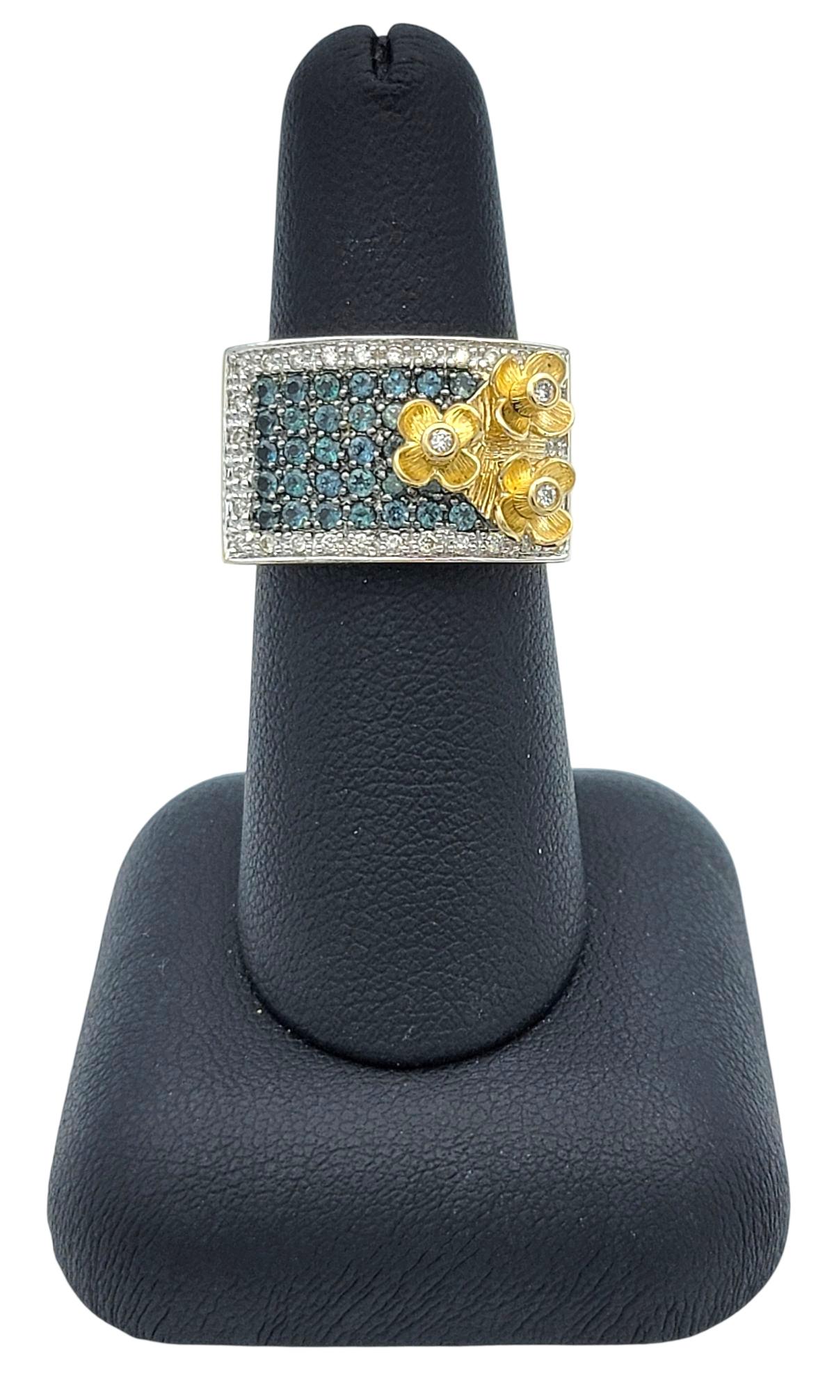 Le Vian Pavé Alexandrite and Diamond Flower Motif Ring in 14 Karat Yellow Gold im Angebot 6