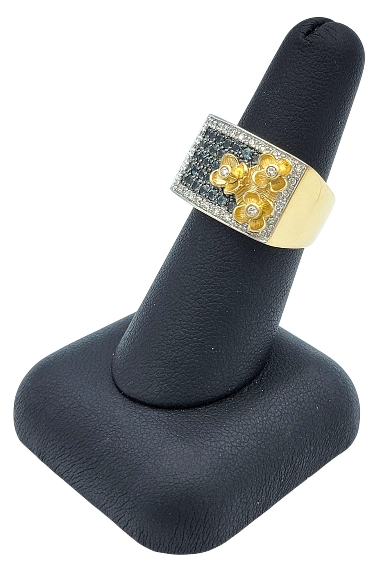 Le Vian Pavé Alexandrite and Diamond Flower Motif Ring in 14 Karat Yellow Gold im Angebot 7