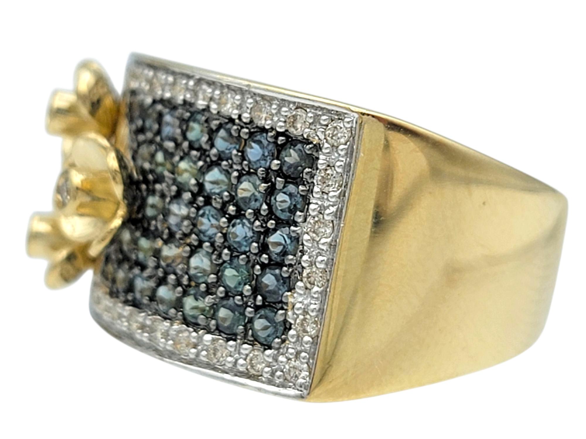 Le Vian Pavé Alexandrite and Diamond Flower Motif Ring in 14 Karat Yellow Gold Damen im Angebot