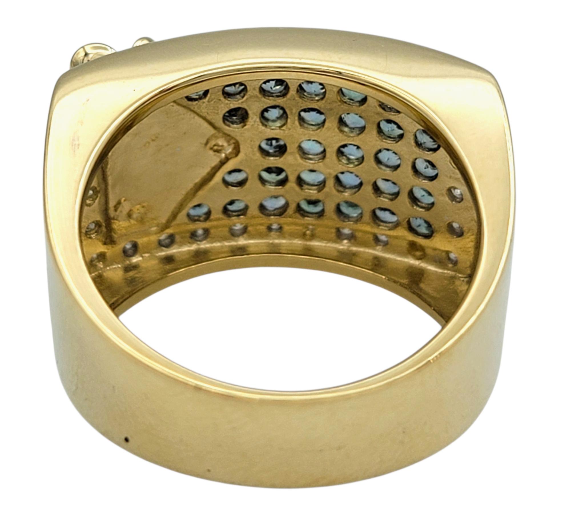 Le Vian Pavé Alexandrite and Diamond Flower Motif Ring in 14 Karat Yellow Gold im Angebot 1