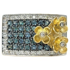 Le Vian Pavé Alexandrite and Diamond Flower Motif Ring in 14 Karat Yellow Gold