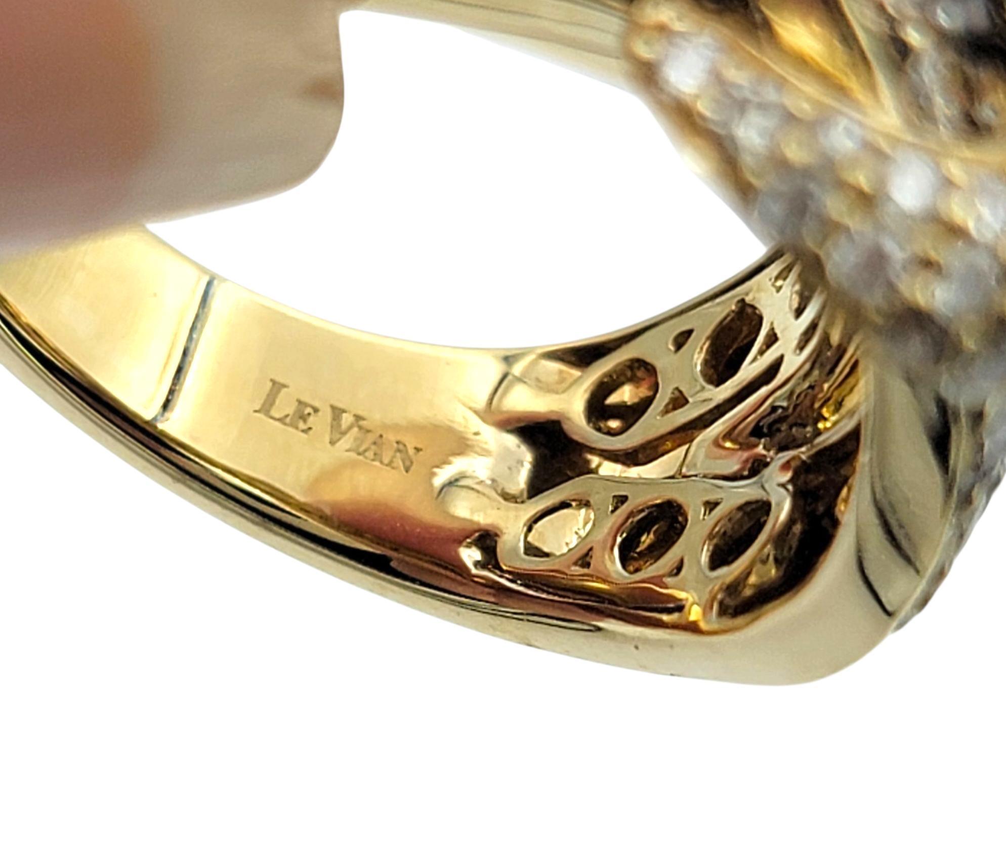 Anillo de oro de 14 quilates con pavé de chocolate y hebilla de diamantes blancos Le Vian en venta 2