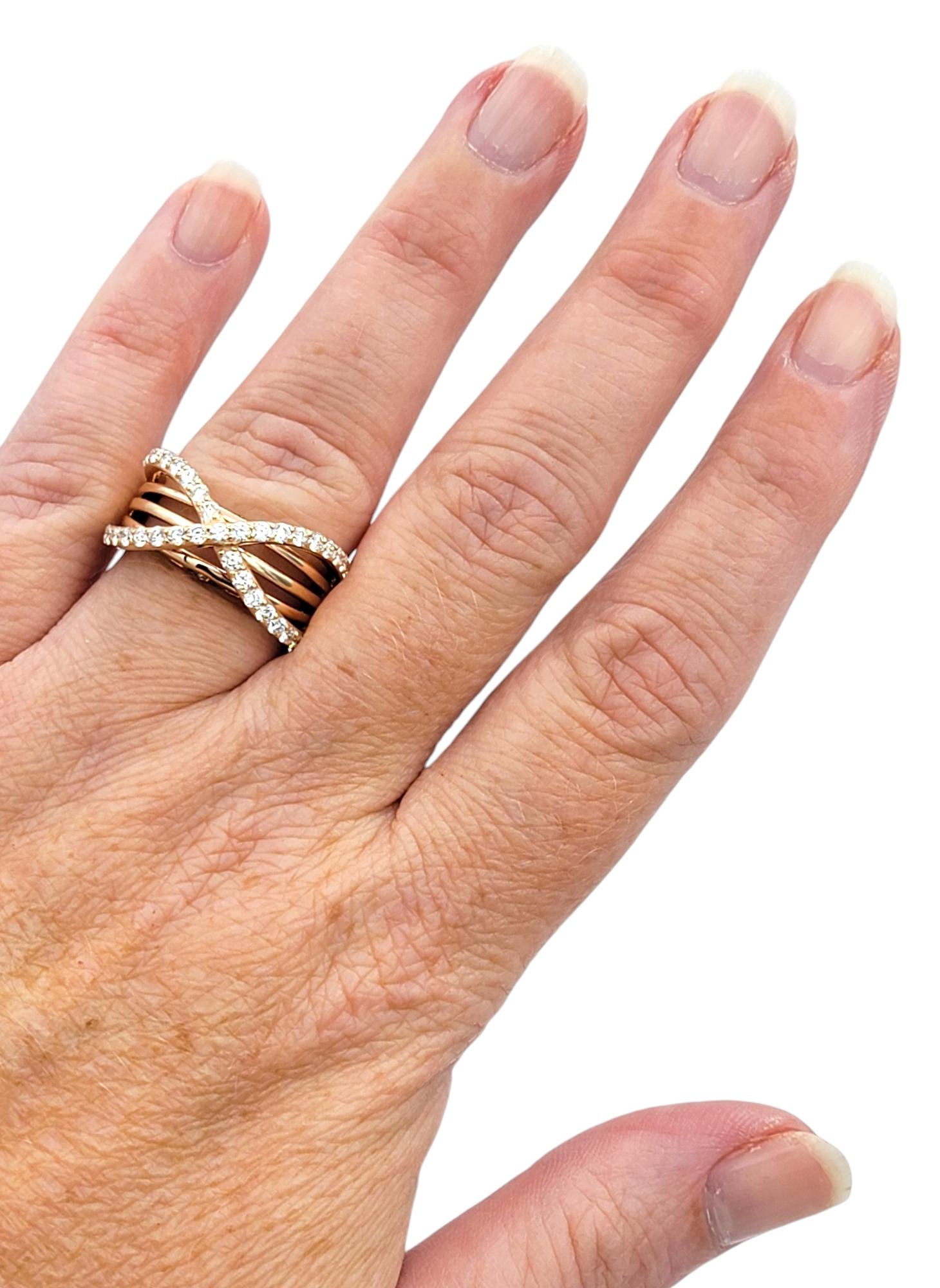 Anello a fascia con pavé di diamanti incrociati di Le Vian in oro rosa 14 carati in vendita 5