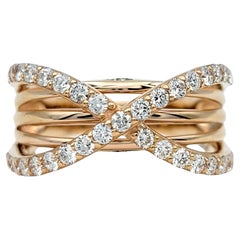 Le Vian Pavé Diamond Crossover Multi-Row Band Ring in 14 Karat Rose Gold