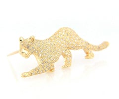 Le Vian Pave Diamond Panther Brooch in 14K Yellow Gold