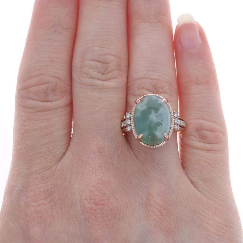 Oval Cut Le Vian Peacock Aquaprase & Diamond Ring - Rose Gold 14k Oval Cabochon 8.08ctw For Sale