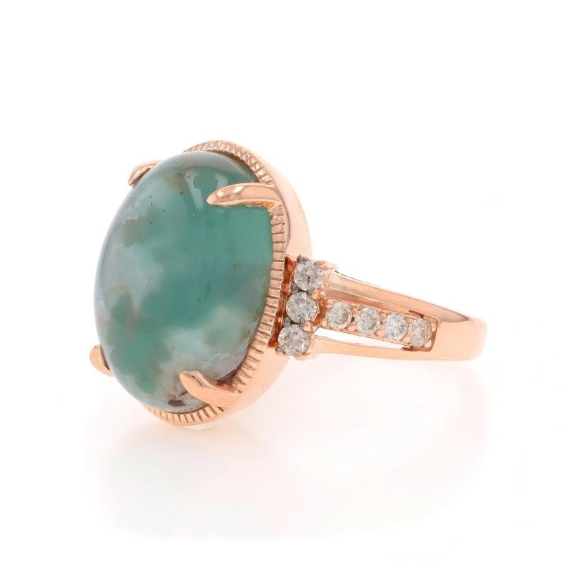 Le Vian Peacock Aquaprase & Diamond Ring - Rose Gold 14k Oval Cabochon 8.08ctw In Excellent Condition For Sale In Greensboro, NC