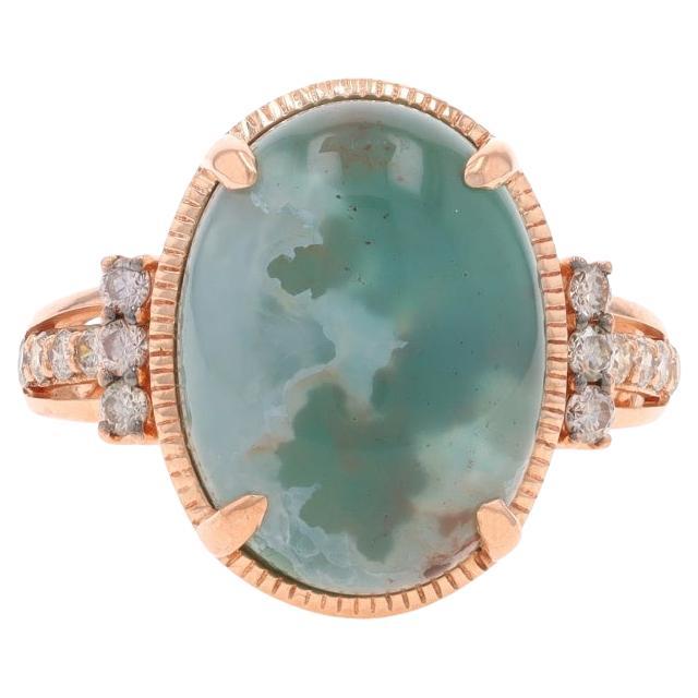 Le Vian Peacock Aquaprase & Diamond Ring - Rose Gold 14k Oval Cabochon 8.08ctw