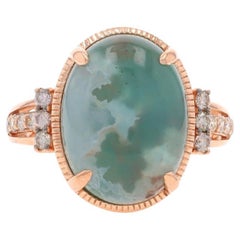 Le Vian Peacock Aquaprase & Diamond Ring - Rose Gold 14k Oval Cabochon 8.08ctw