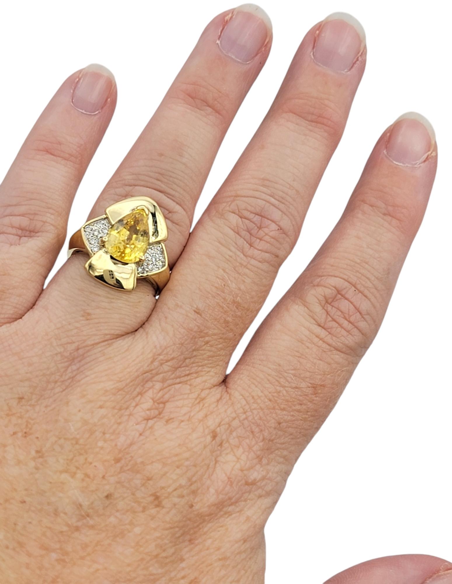 Le Vian Pear Cut Yellow Sapphire and Diamond Cocktail Ring in 18 Karat Gold For Sale 5