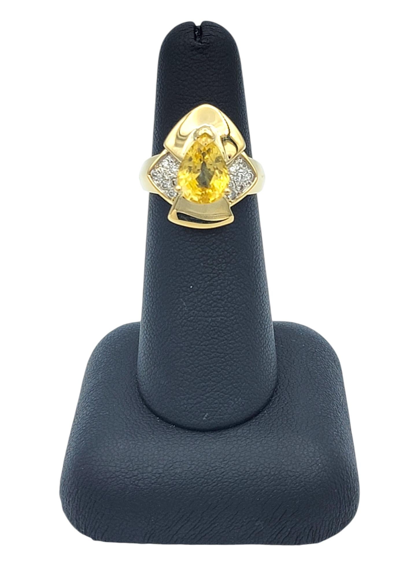 Le Vian Pear Cut Yellow Sapphire and Diamond Cocktail Ring in 18 Karat Gold For Sale 7