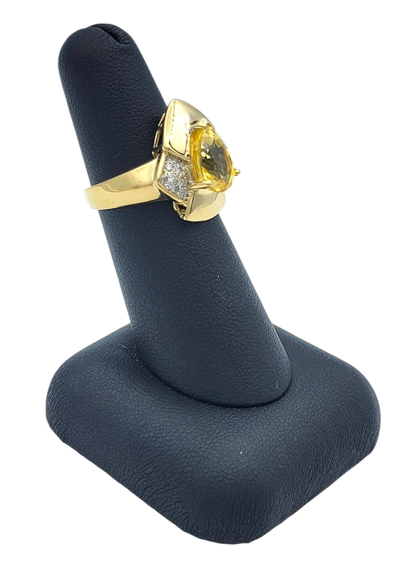 Le Vian Pear Cut Yellow Sapphire and Diamond Cocktail Ring in 18 Karat Gold For Sale 8
