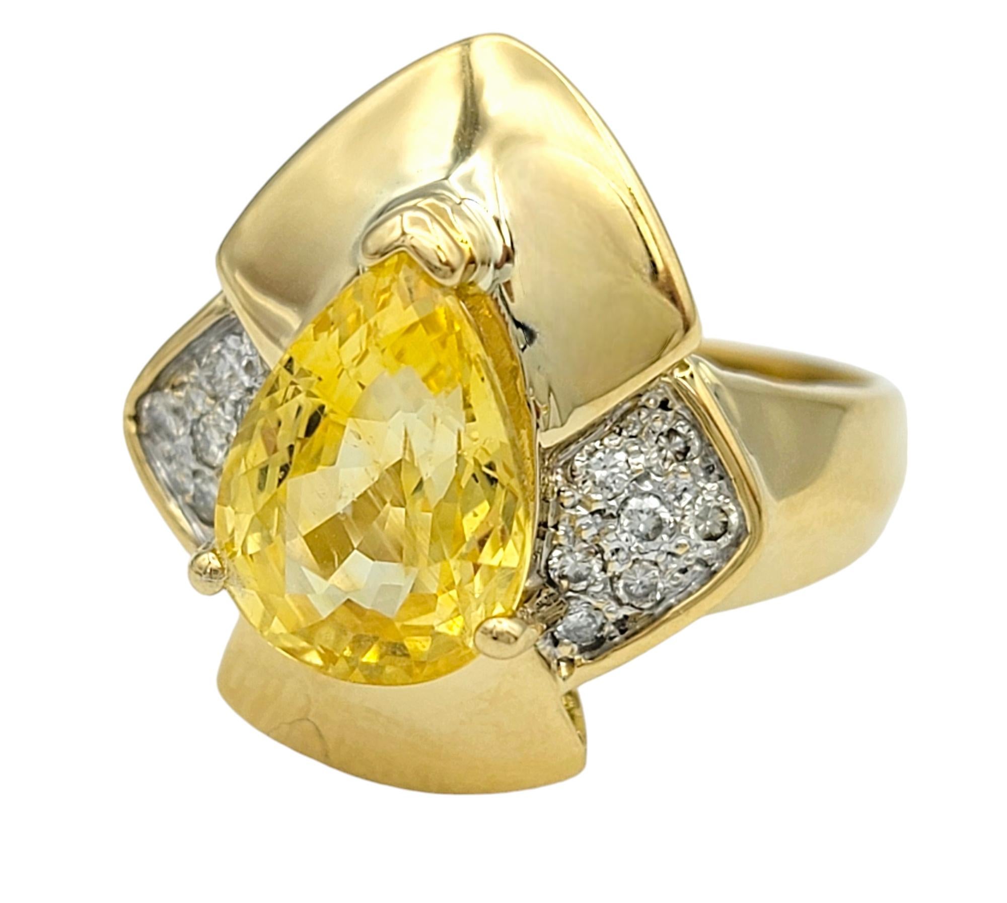 Contemporary Le Vian Pear Cut Yellow Sapphire and Diamond Cocktail Ring in 18 Karat Gold For Sale