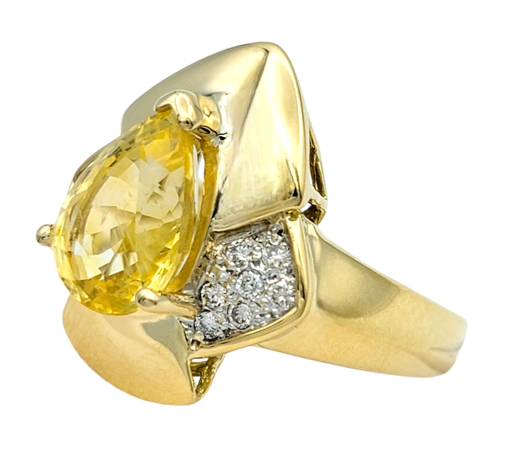 Le Vian Pear Cut Yellow Sapphire and Diamond Cocktail Ring in 18 Karat Gold In Good Condition For Sale In Scottsdale, AZ