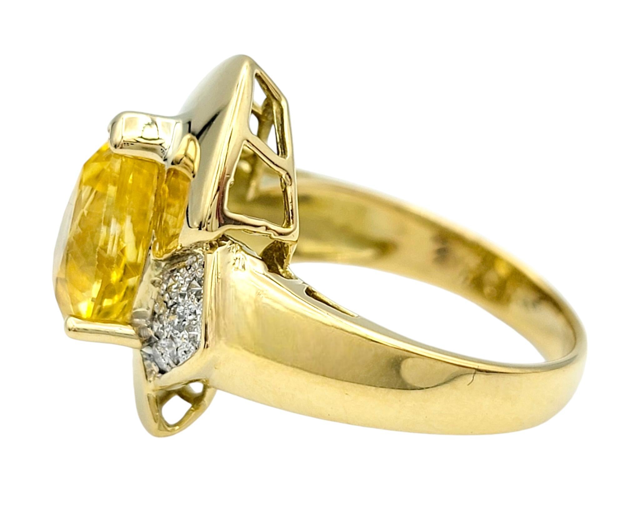 Women's Le Vian Pear Cut Yellow Sapphire and Diamond Cocktail Ring in 18 Karat Gold For Sale