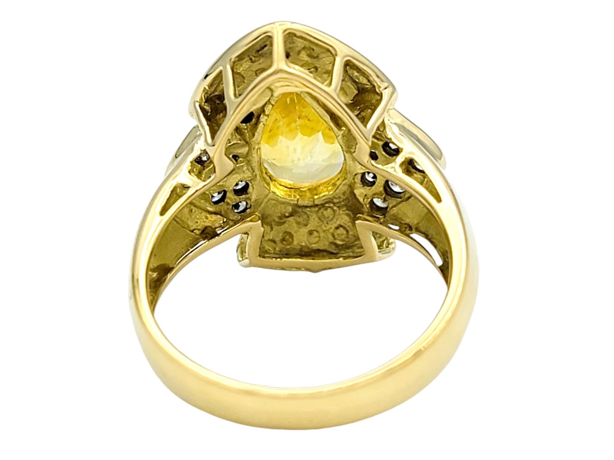 Le Vian Pear Cut Yellow Sapphire and Diamond Cocktail Ring in 18 Karat Gold For Sale 1
