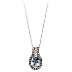 Le Vian Pendant, Aquamarine, Chocolate/Vanilla Diamonds 14K White Gold