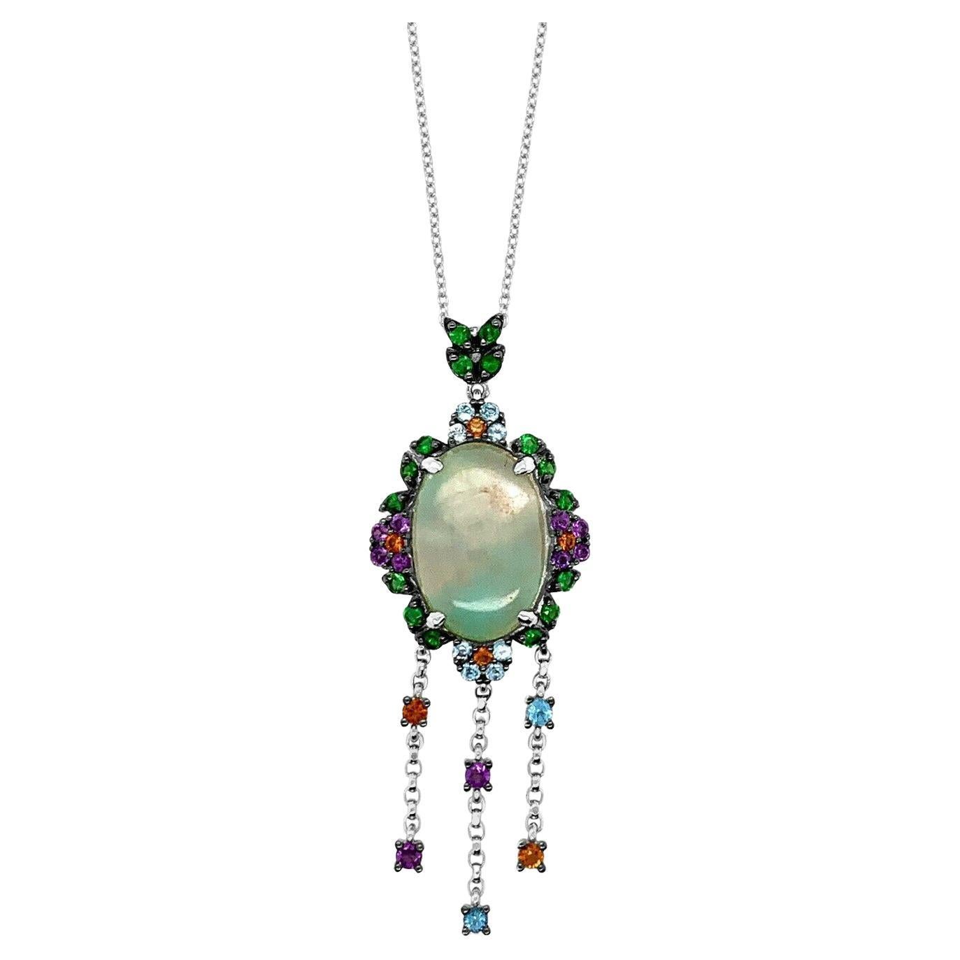 Le Vian Pendant Aquaprase, Topaz, Amethyst, Citrine, Tsavorite 14K White Gold For Sale