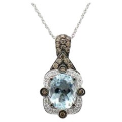 Pendentif Le Vian avec 1 3/8 Cts. Aigue-marine bleue de mer, 1/5 carat Chocolat