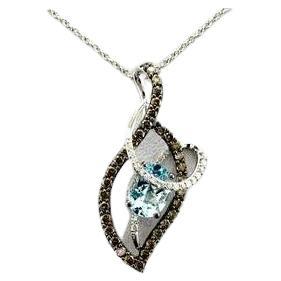 Le Vian Pendant Featuring 1 Cts, Sea Blue Aquamarine, 1/2 Cts, Chocolate Diamond