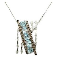 Le Vian Pendant Featuring 1 Cts, Sea Blue Aquamarine, 1/3 Cts, Chocolate Diamond