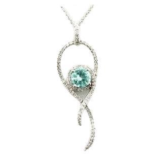 Le Vian Pendant featuring 3/4 cts. Neon Blue Paraiba Tourmaline, 1/3 cts. Vani For Sale