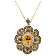 Le Vian Pendentif en citrine couleur canneberge et diamants