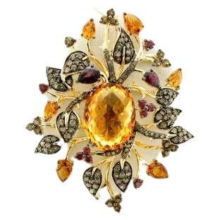 Le Vian Pendant featuring Cinnamon Citrine, Raspberry Rhodolite, Chocolate Qu For Sale