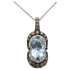 Pendentif Le Vian orn de Cts. Aigue-marine bleue de mer, 1/3 carat Diamant en chocolat