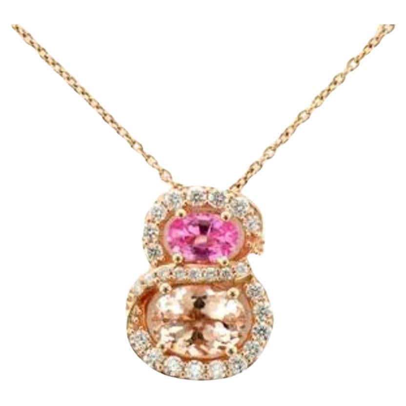 Leblanc Jewellery - Rose Cut Pink Peach Sun Pendant 18kt Paper-Link Chain European Modern Morganite White Gold