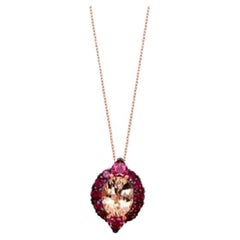 Le Vian Pendant Featuring Peach Morganite, Raspberry Rhodolite Set in 14k