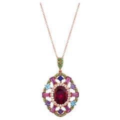 Le Vian Pendant Featuring Pomegranate Garnet, Raspberry Rhodolite, Blue Topaz