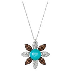 Le Vian Pendant Featuring Robins Egg Blue Turquoise, White Sapphire, Chocolate
