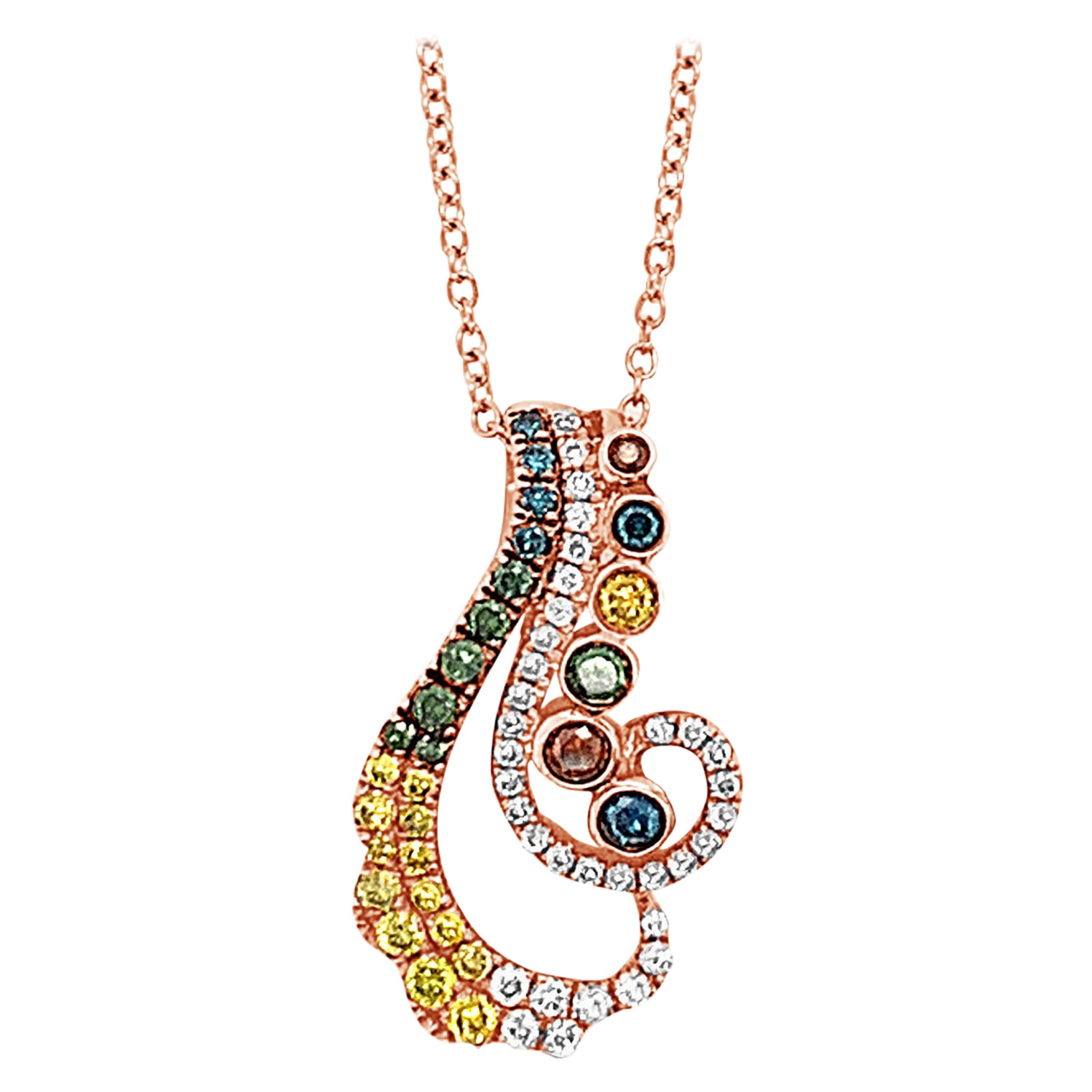 Le Vian Pendant Featuring Yellow/Green/White/Fancy Diamonds in 14K Rose