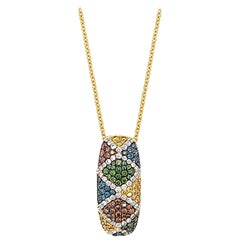 Le Vian Pendant, Green, Red and White Fancy Diamonds Set in 14 Karat Yellow Gold