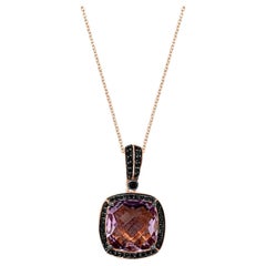 Pendentif Le Vian, améthyste rose, diamants noirs et or rose 14 carats