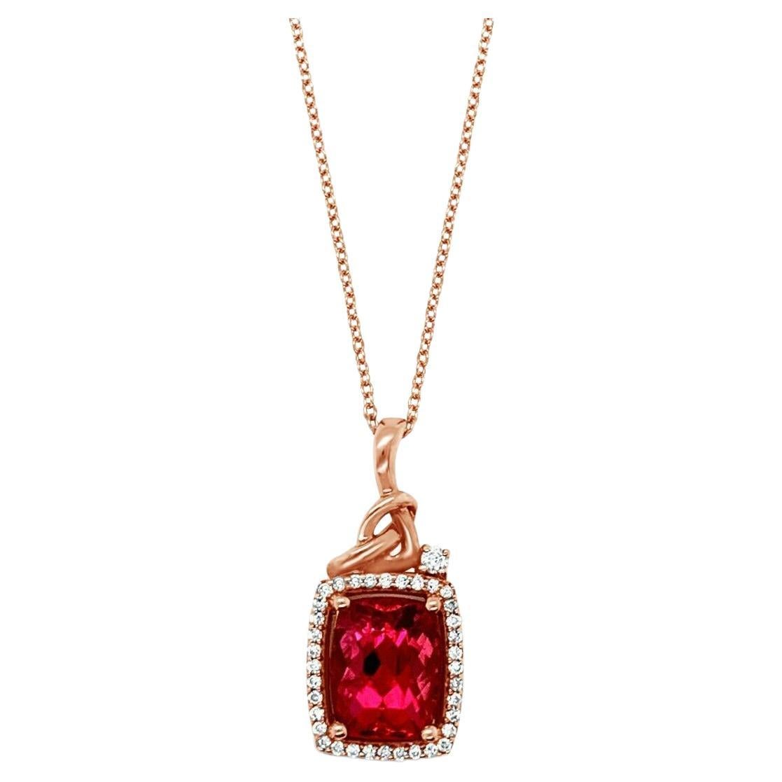 Le Vian Pendant, Rubellite, Vanilla Diamonds 14K Strawberry Gold For Sale