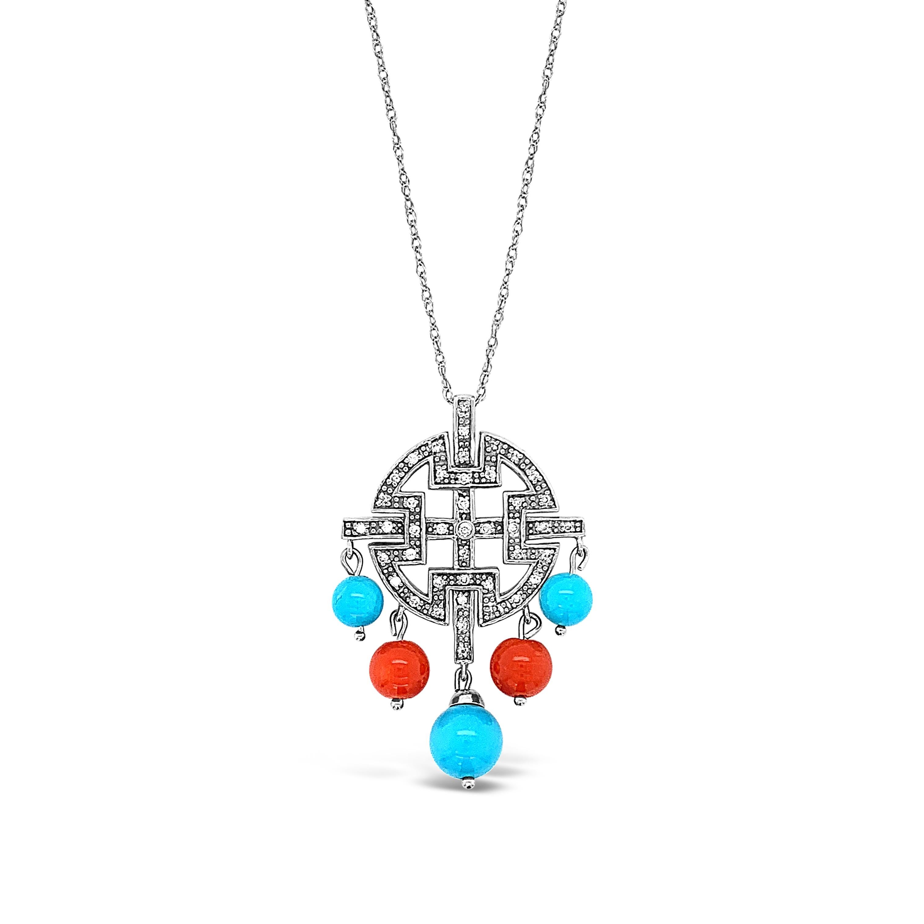 Grand Sample Sale Pendant featuring 4 cts. Robins Egg Blue Turquoise™, 3 1/2 cts. Coral, 1/4 cts. Vanilla Diamonds® set in 14K Vanilla Gold®. Please feel free to reach out with any questions! Item comes with a Le Vian Grand Sample Sale™ jewelry box
