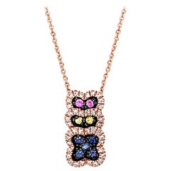 Le Vian Pendant, Yellow, Pink, Ceylon Sapphire & White Diamonds in 14k Rose Gold