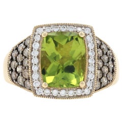 Le Vian Anello con peridoto e diamanti a raggiera in oro giallo, 14k Donna 3,75ctw