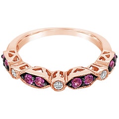 Le Vian Pink Sapphire and White Diamond Ring Set in 14 Karat Rose Gold