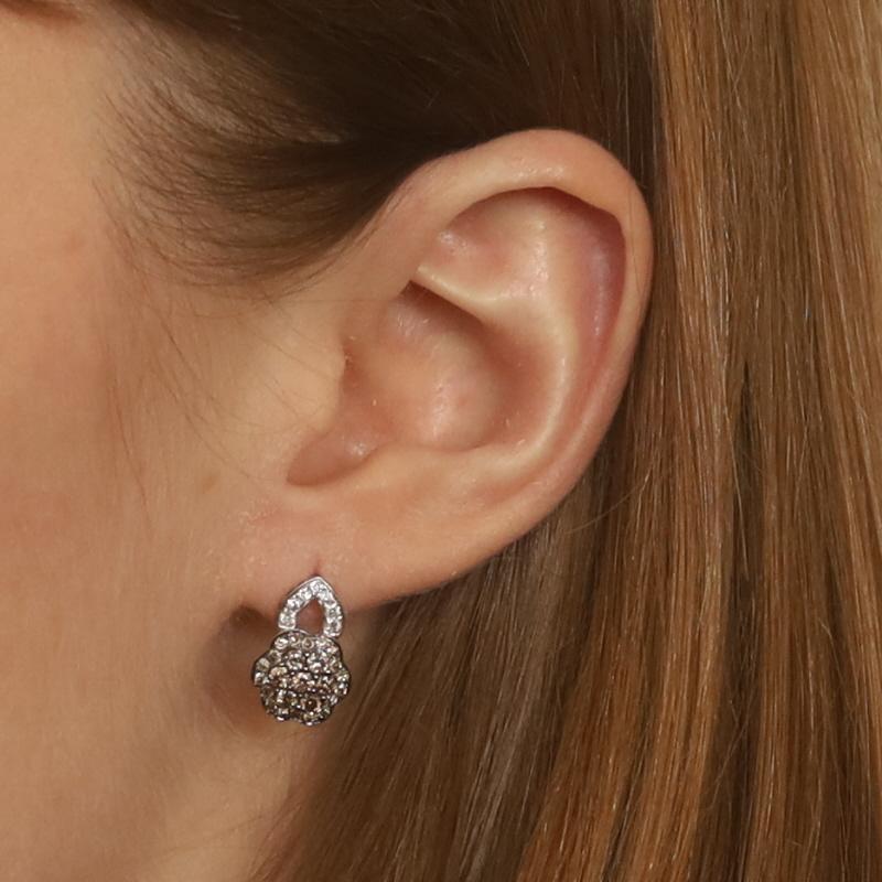 Princess Cut Le Vian Princess Alexandra Diamond Cluster Drop Earrings White Gold 14k 1.22ctw For Sale