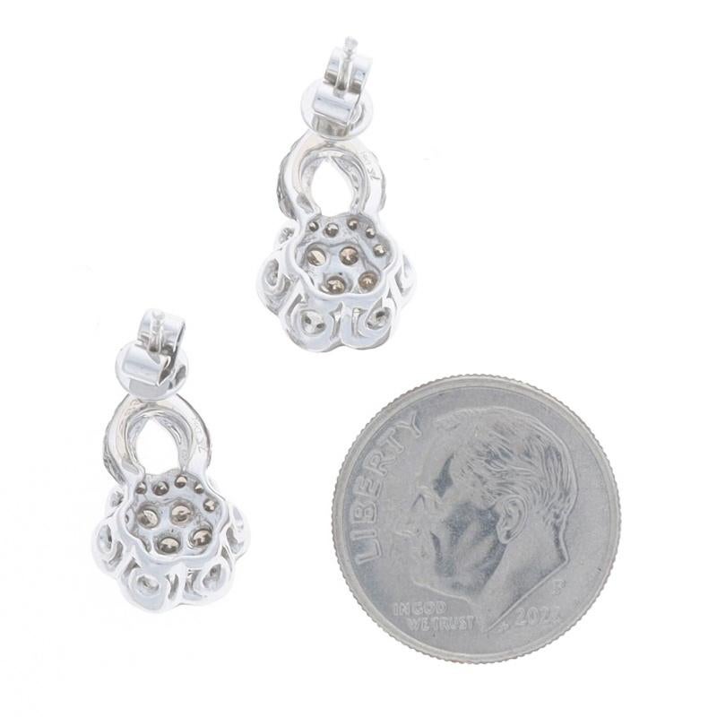 Princess Cut Le Vian Princess Alexandra Diamond Cluster Drop Earrings White Gold 14k 1.22ctw For Sale
